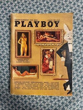 PLAYBOY Tan & Black Artful Cover Magazine